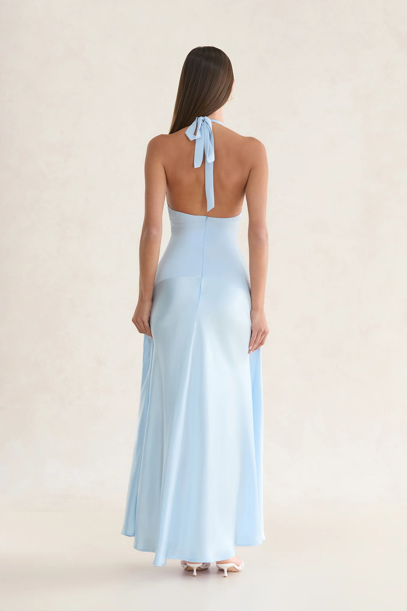 Gisella Satin Halter Maxi Dress Blue