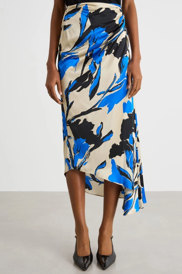 Asymmetric draped skirt - BLUE WHITE BLACK