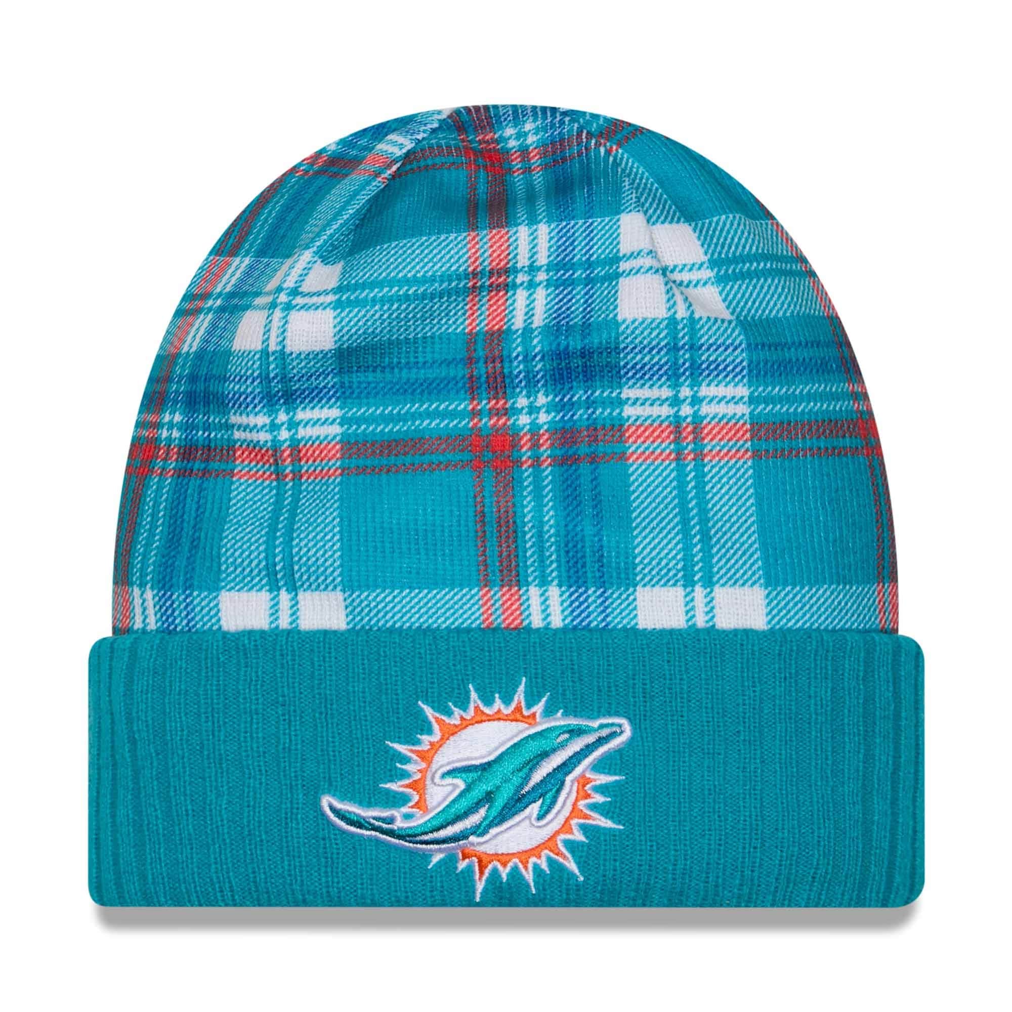 Miami Dolphins 2024 NFL Sideline Statement New Era Knit Hat Aqua