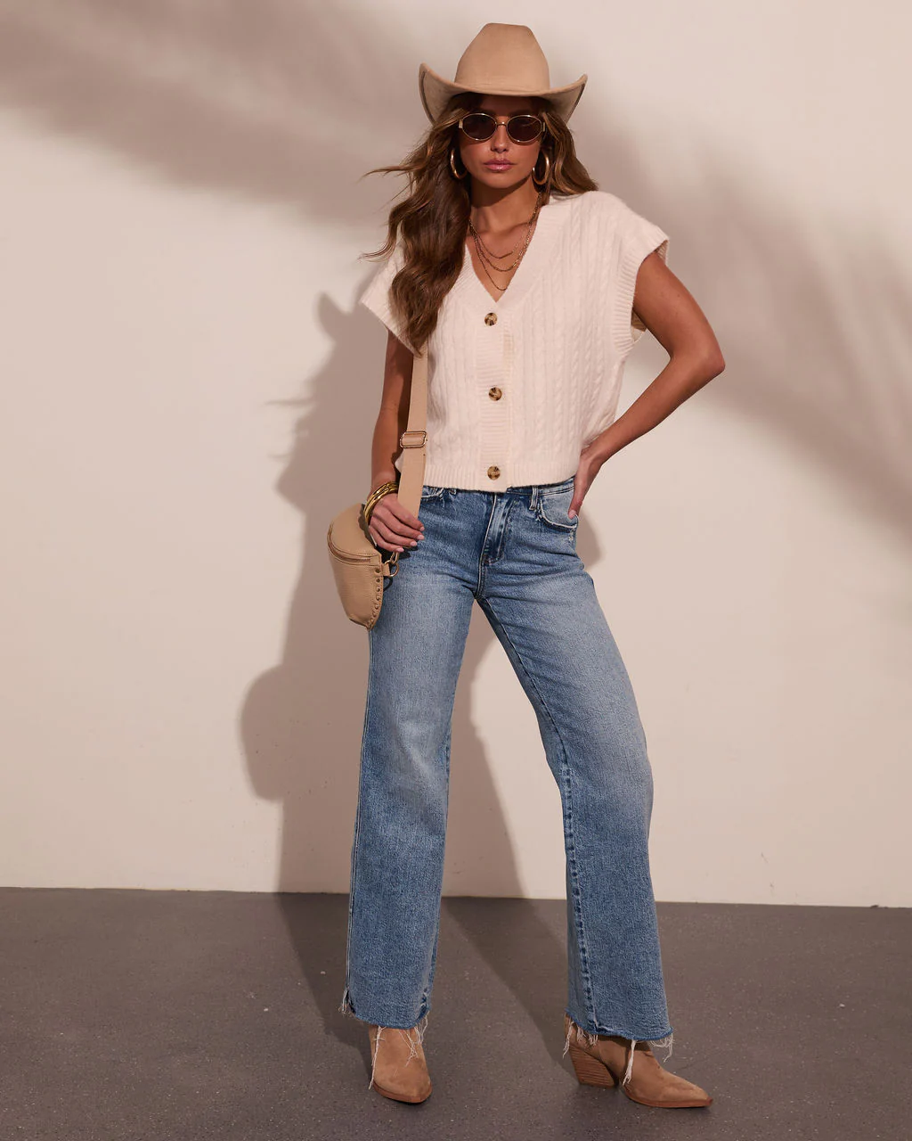 Erinah Cable Knit Vest Top