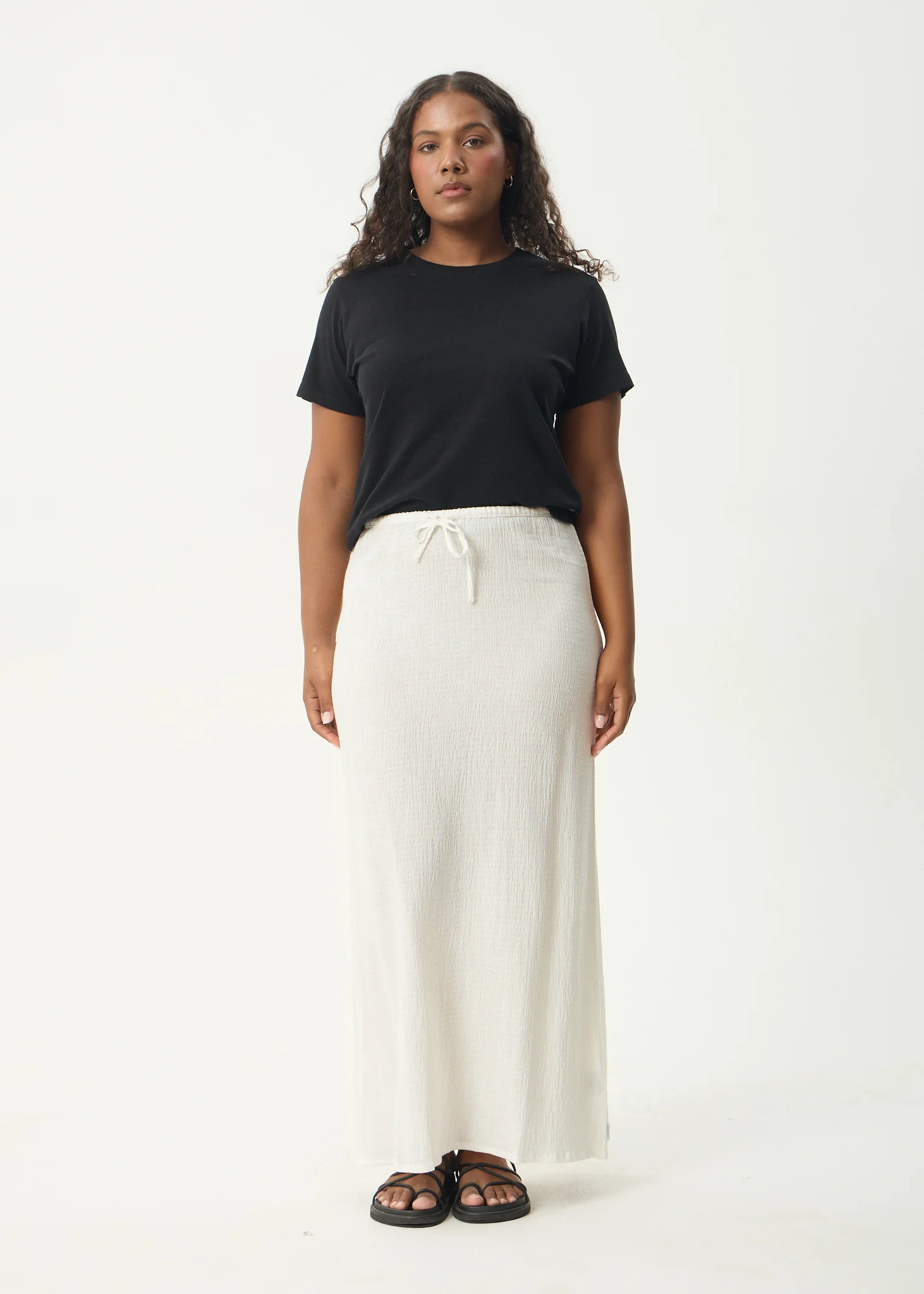 AFENDS Womens Frida - Seersucker Maxi Skirt - Off White