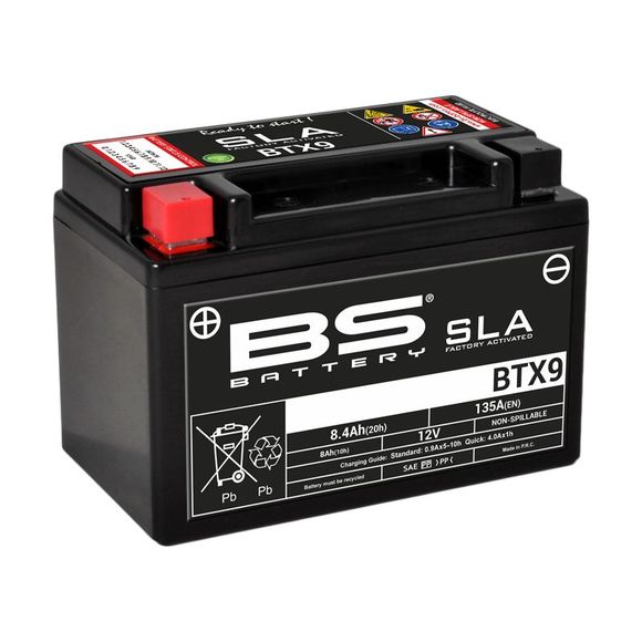 Batterie BS Battery SLA YTX9-BS/BTX9 ferme Type Acide Sans entretien/prête à l'emploiRef : SLAYTX9BS / 1080667