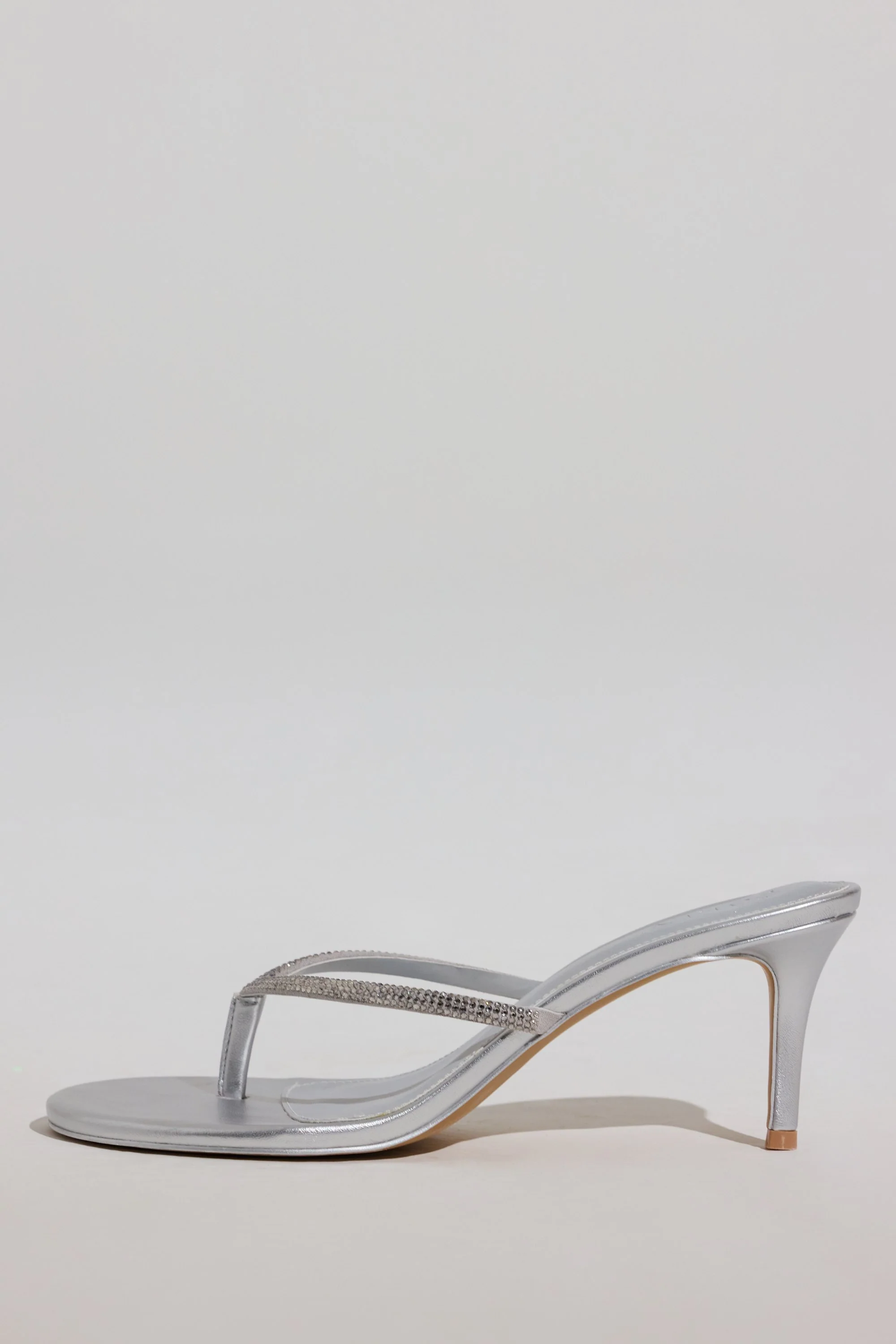 Heeled Sandal  in Silver