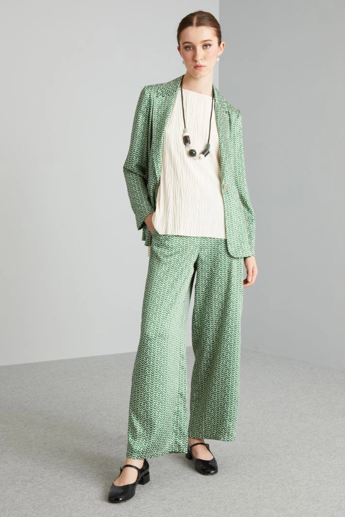 Deconstructed twill blazer  - GREEN WHITE