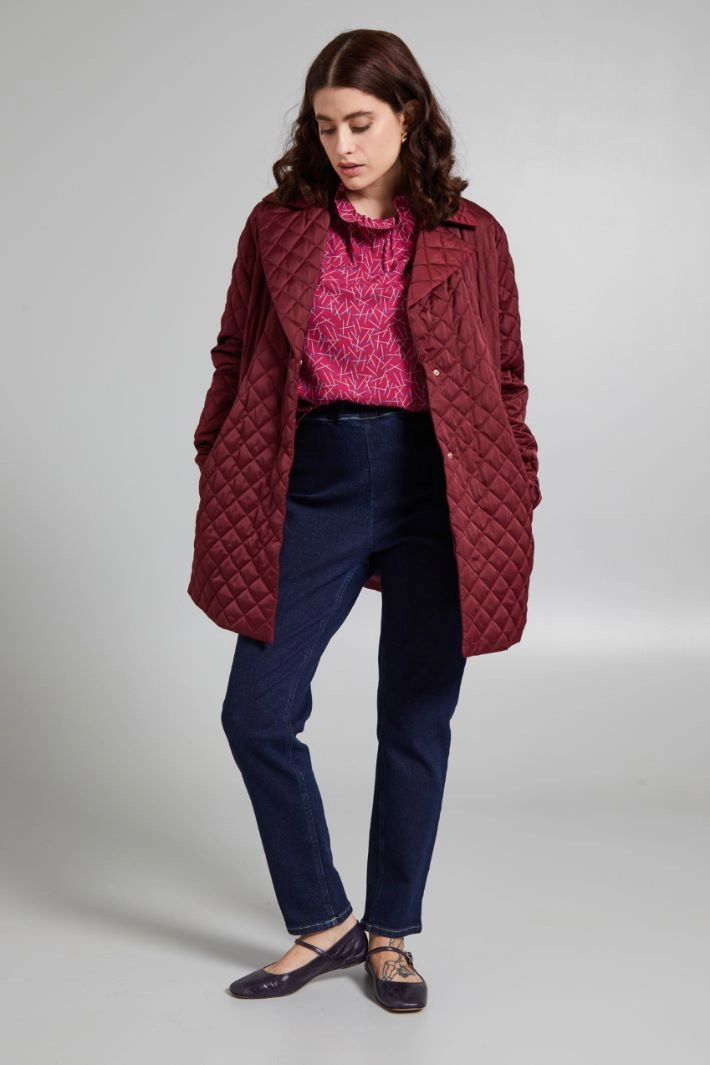 Frilled collar blouse - MAGENTA LIGHT BLUE