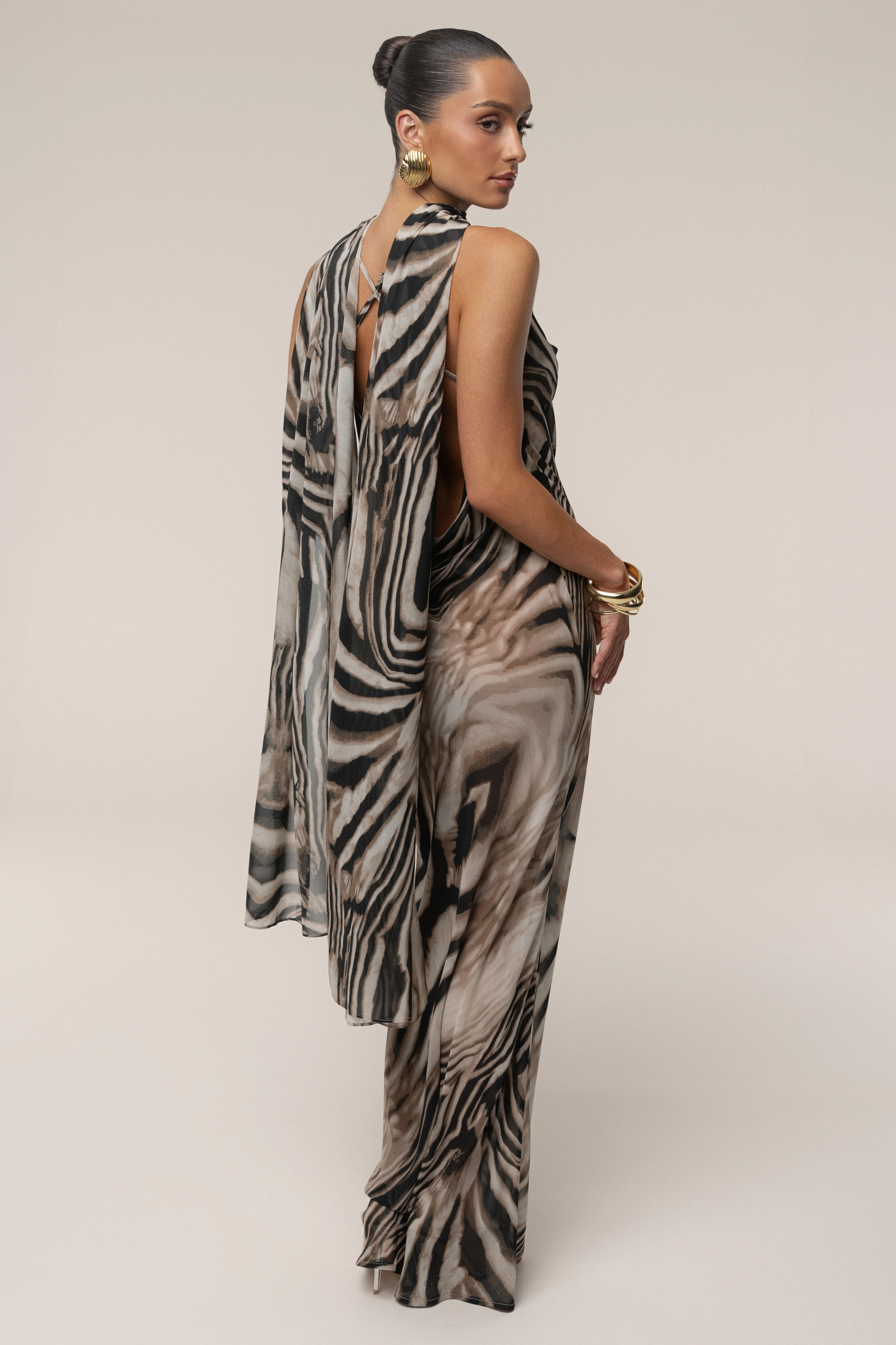 Brown Zebra Print Shadow Safari Scarf