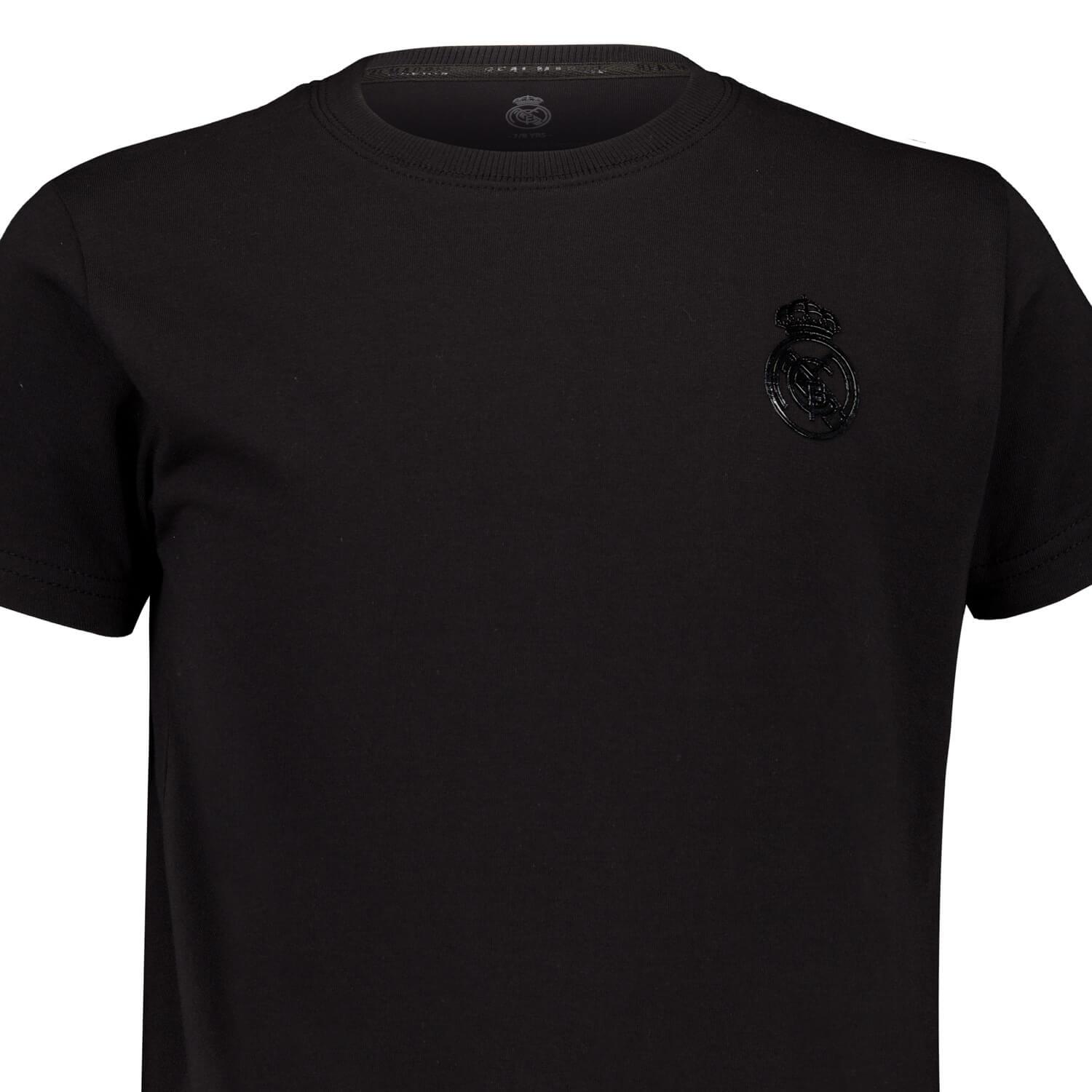 Kids Blackout T-Shirt Backprint Black Real Madrid