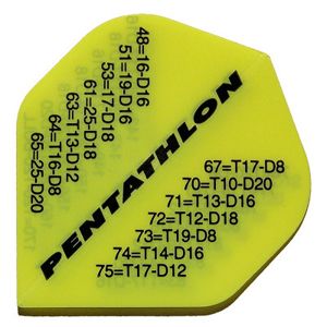 Pentathlon Flights neon yellow lettering
