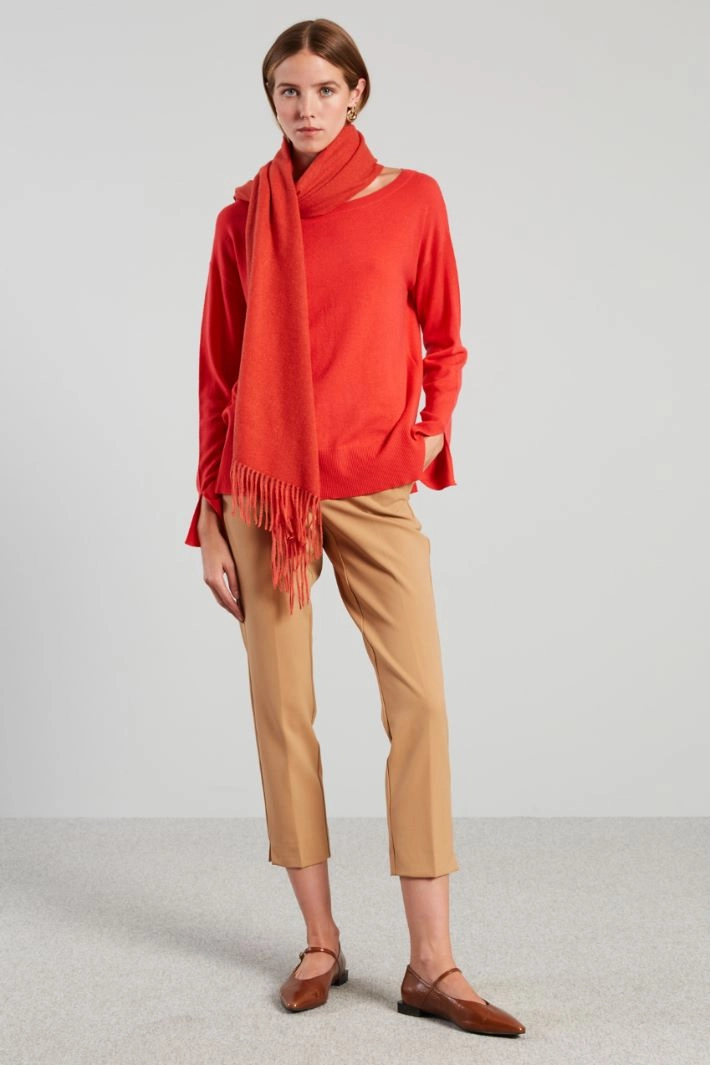 Sweater with side slits - CORAL