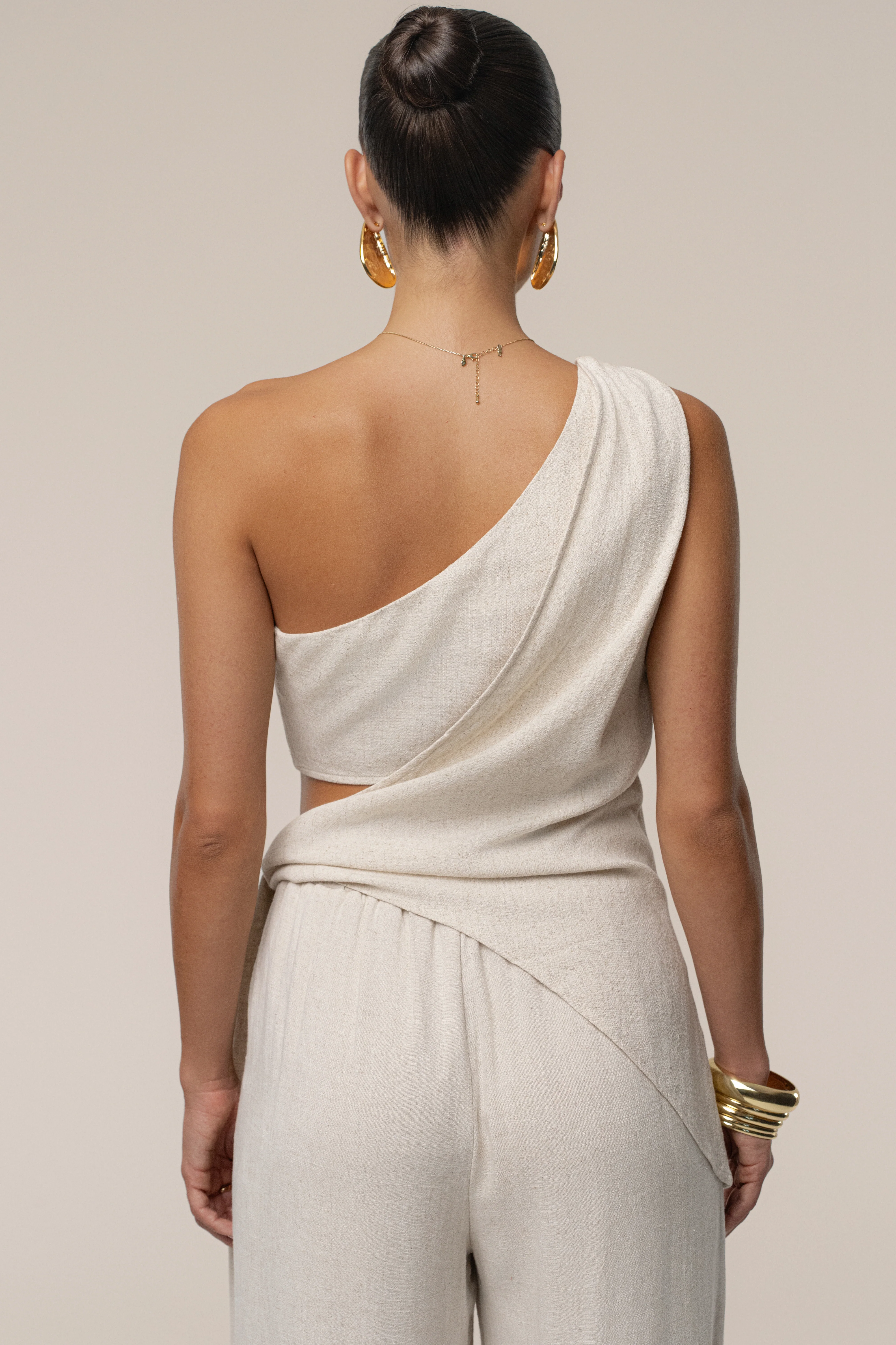 Beige Palmera One Shoulder Top