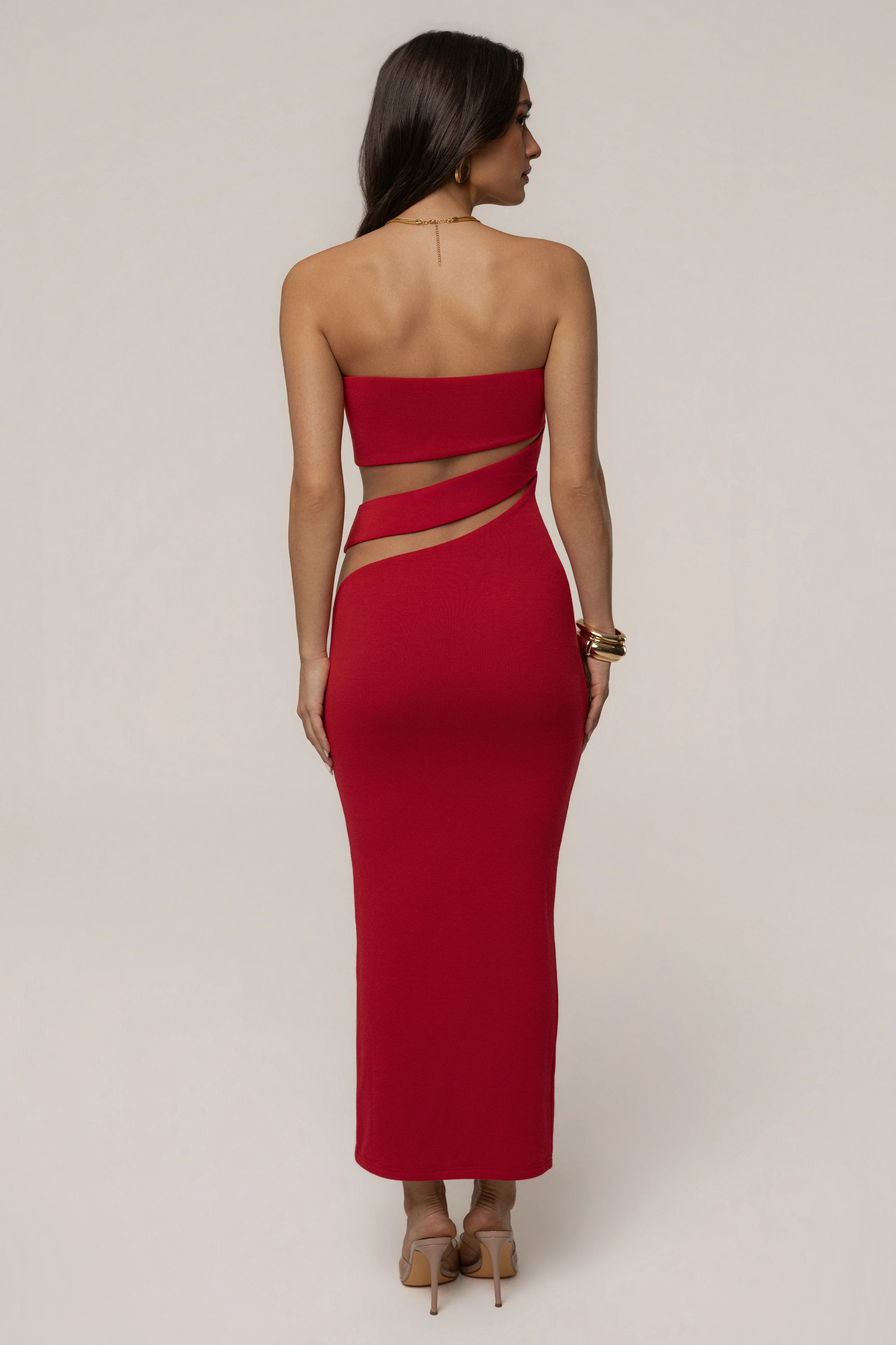 Red Unpredictable Midi Dress