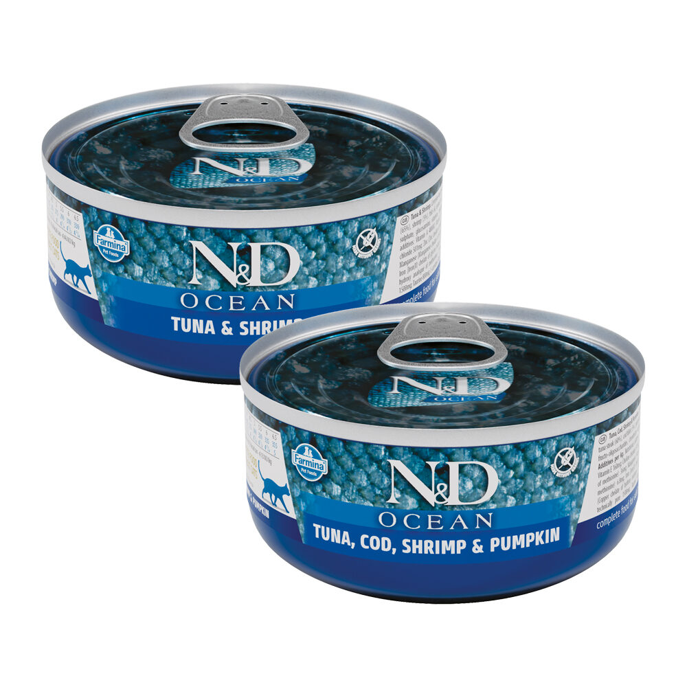 Farmina N&D Ocean Adult Wet Food - Tuna & Shrimp - 24 x 70 g