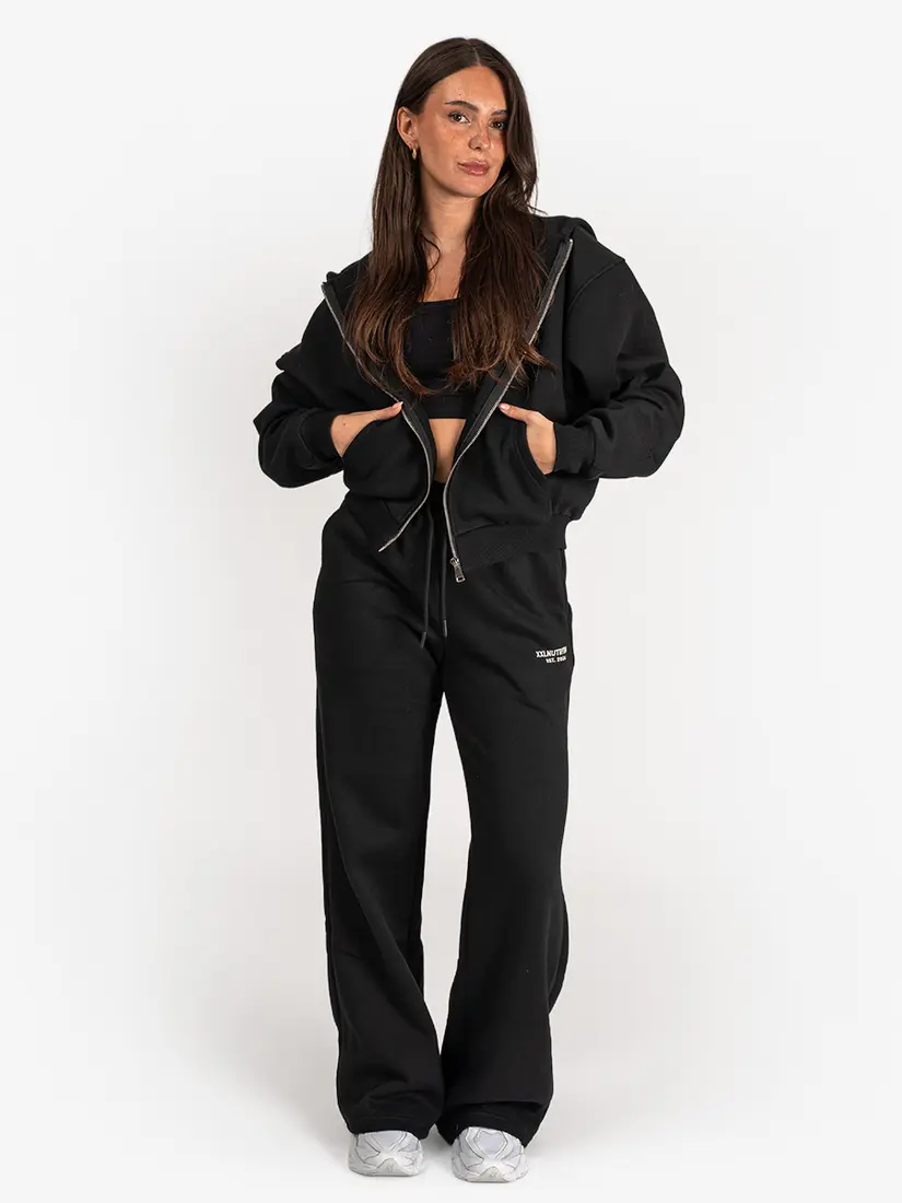 Athleisure Wide Leg Joggers - Black