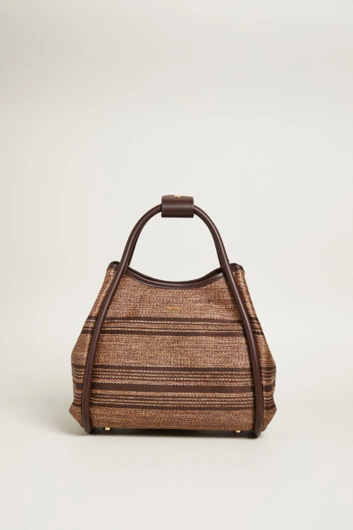 Raffia-effect jacquard bag - BROWN