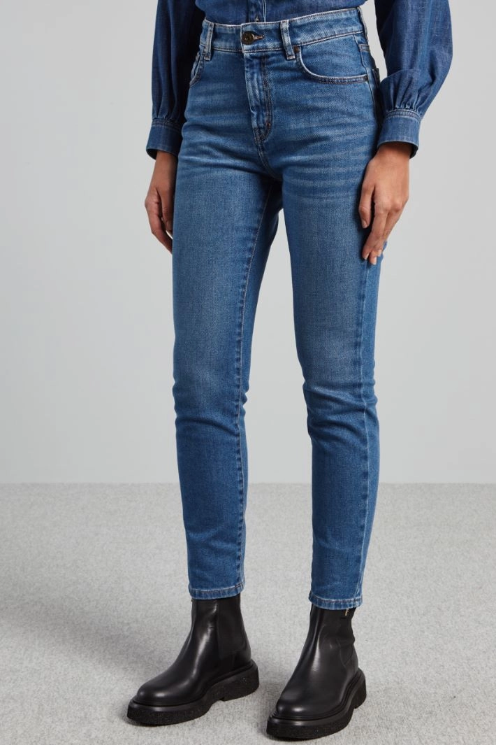High waisted slim-fit jeans - DENIM LIGHT BLUE