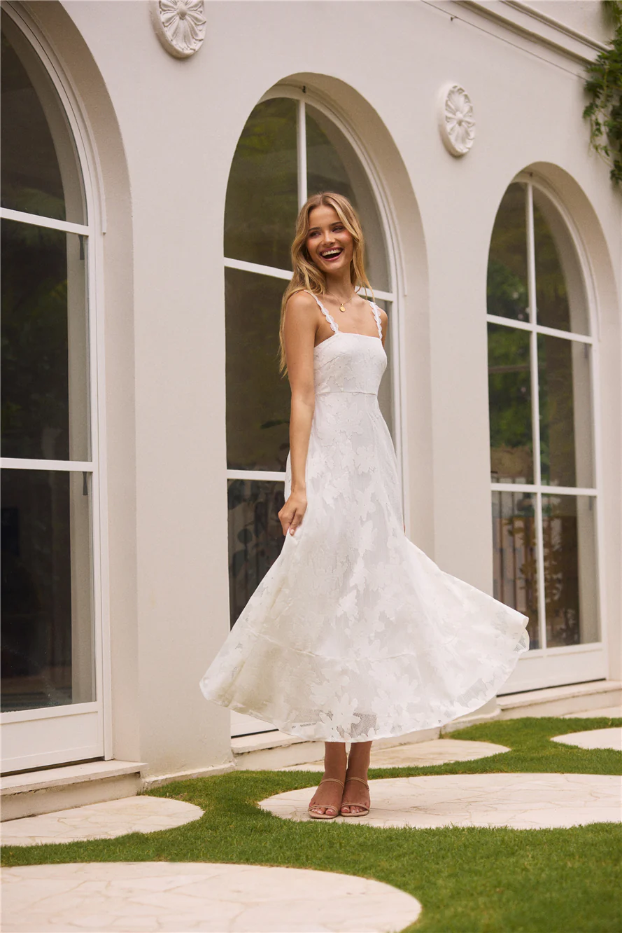 Garden Romance Midi Dress White