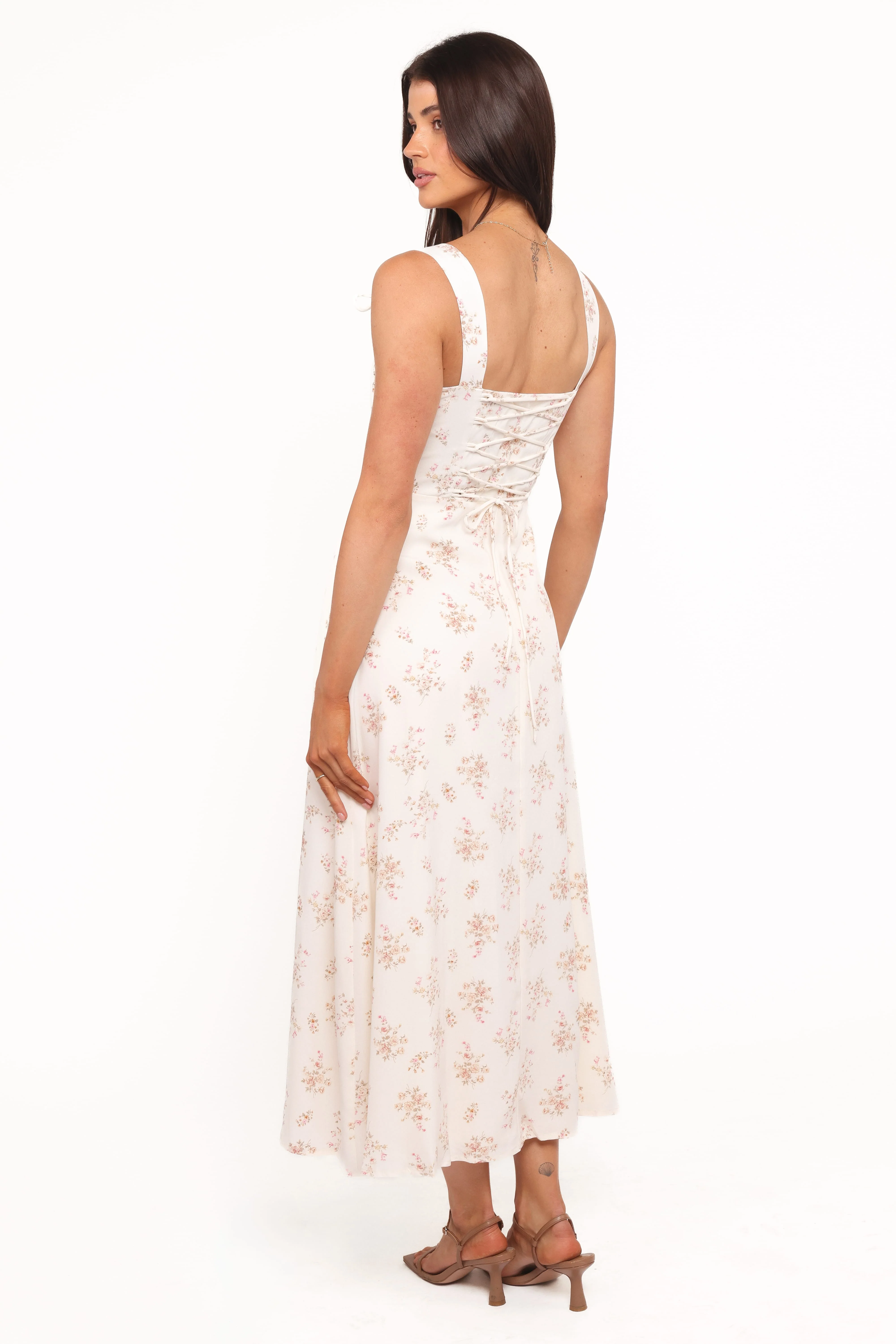 Clarissa Midi Dress - White Floral