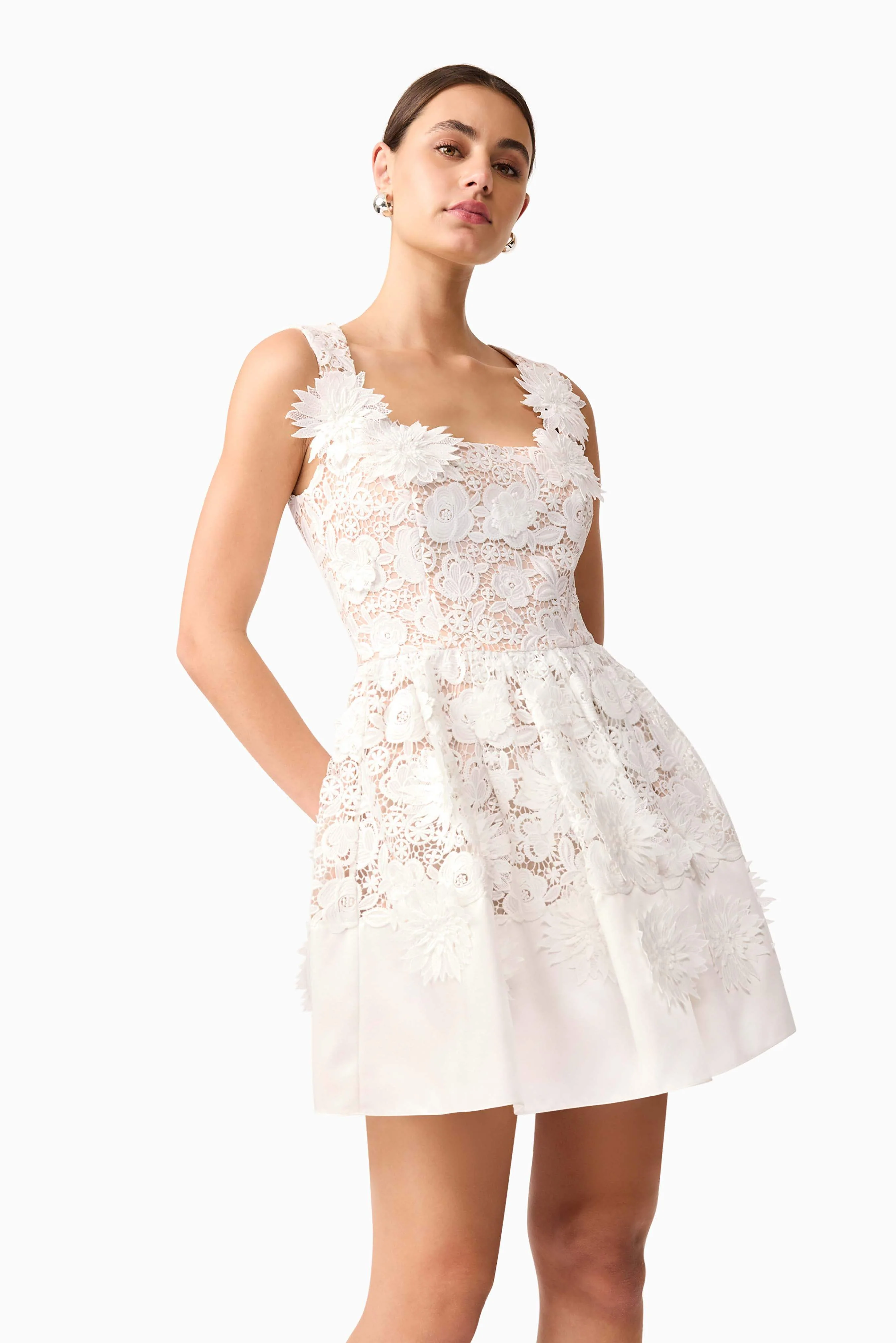 Margot Floral Mini Dress in White