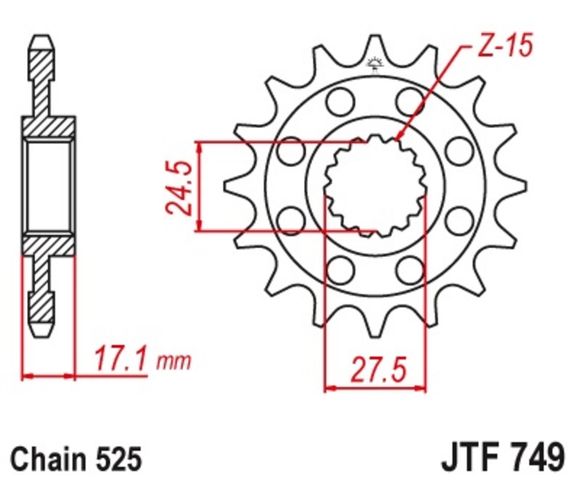 JT. Standard steel 749 - 525Ref: Jtc01437A / 1077479002
