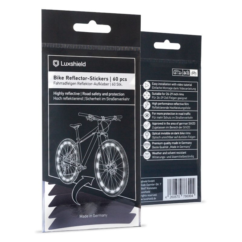 Luxshield Reflective Rim Stickers - 60 pieces - Black