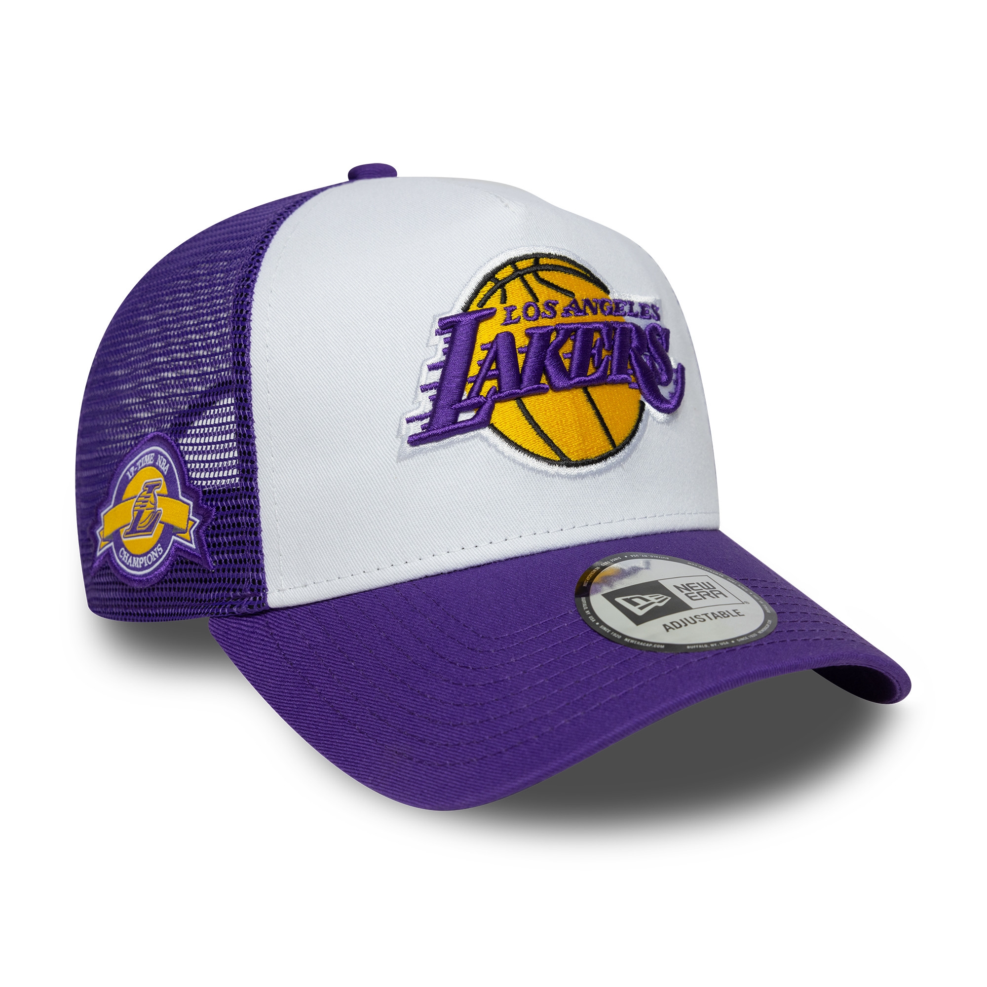 Los Angeles Lakers 17-Time Champion Side Patch Trucker Adjustable NBA Cap Purple