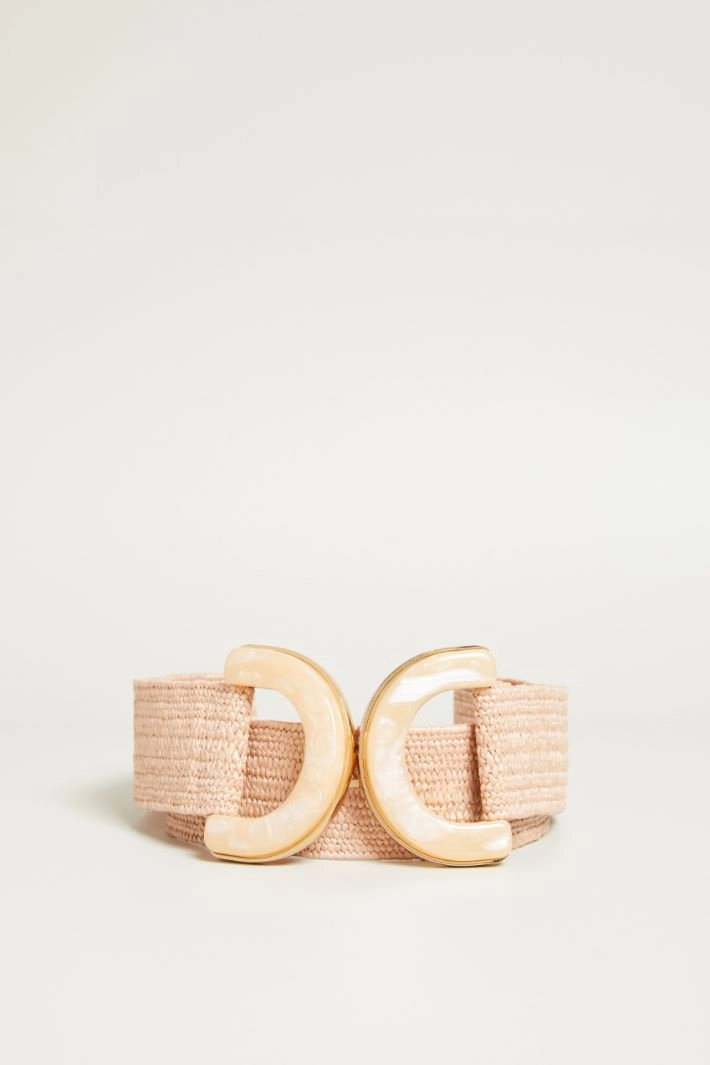 Raffia-effect belt - PINK