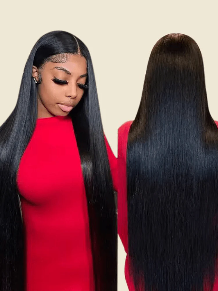 100% Human Hair Pre-Cut Silky Straight Glueless FlexFit Drawstring Wig Fits All Head Sizes