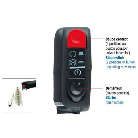 Domino right electric switch 2 functionsHONDA 50 CAMINO - 1976 - 1991Ref: DO0015 / 1078762