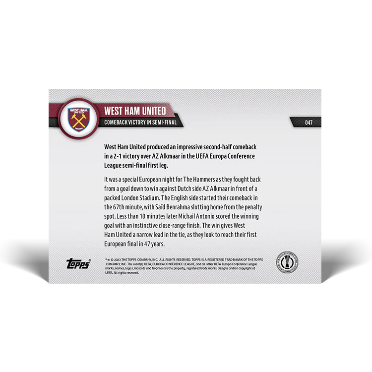 Topps UK - Comeback victory in semi-final - EL TOPPS NOW® Card #47
