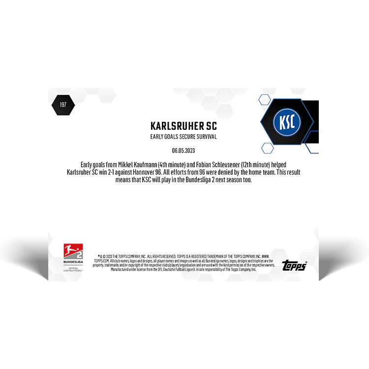 Topps UK - Early goals secure survival - Bundesliga TOPPS NOW® Card #197