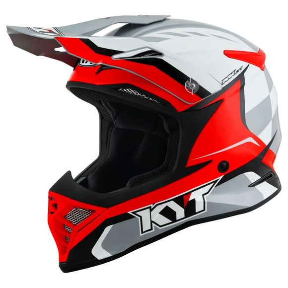 Casque cross KYT SKYHAWK - GLOWING - WHITE/RED 2023 - BlancRef : KYT0109