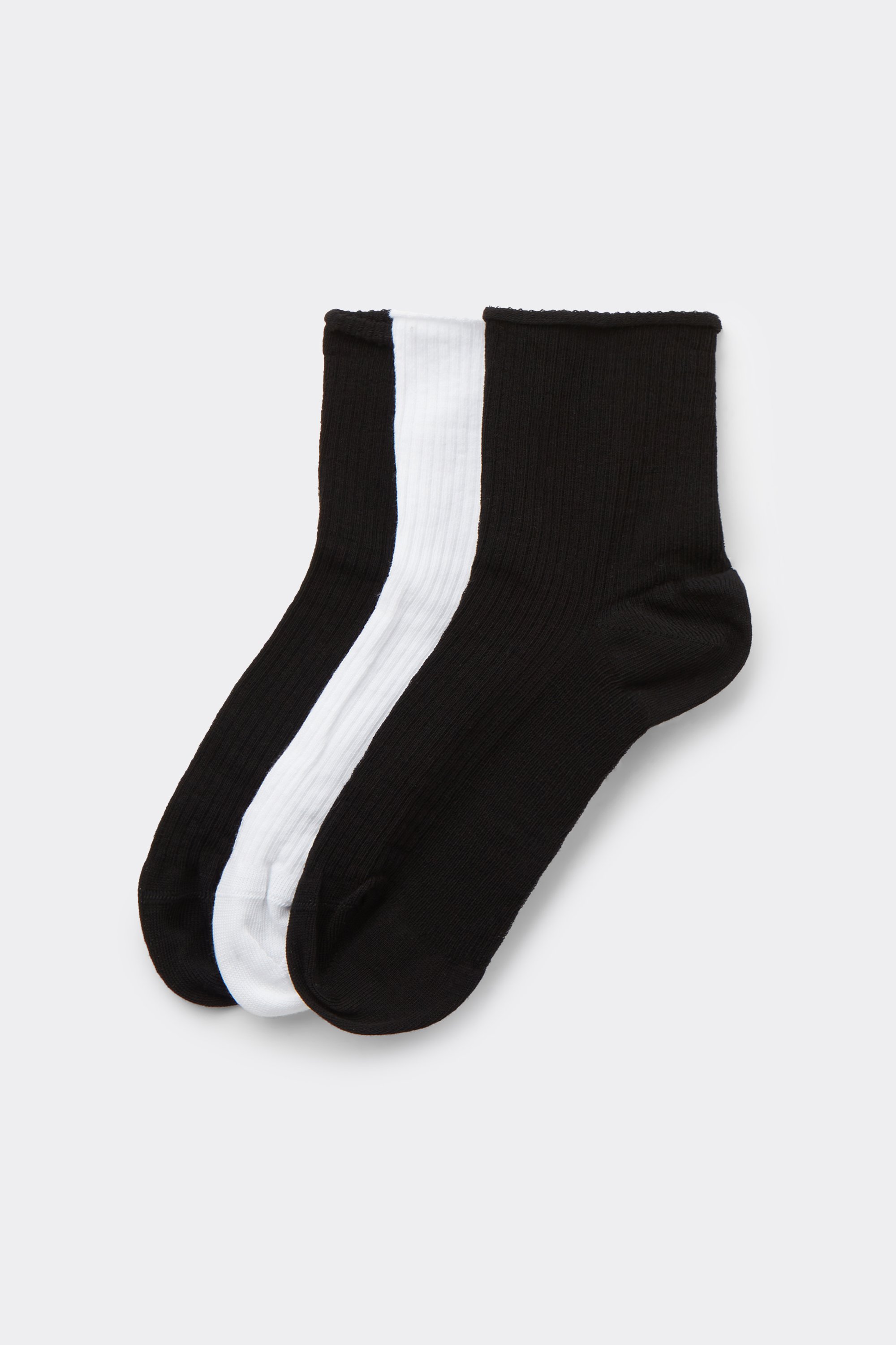 3 Pairs of Women’s Ribbed Hemless Short Socks
