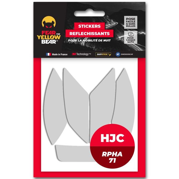 FEAR THE YELLOW BEAR Reflective Stickers REPLICA HJC RPHA71 - WhiteRef: FYB0022