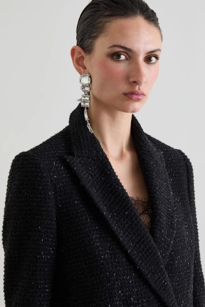 Basketweave lamé blazer - BLACK