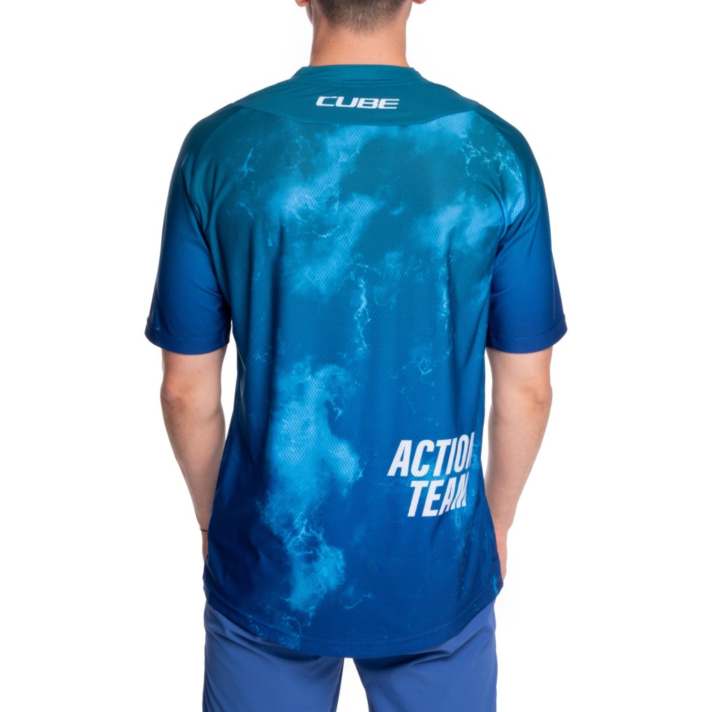 CUBE MTB X Actionteam Short Sleeve Jersey Men - blue´n´green