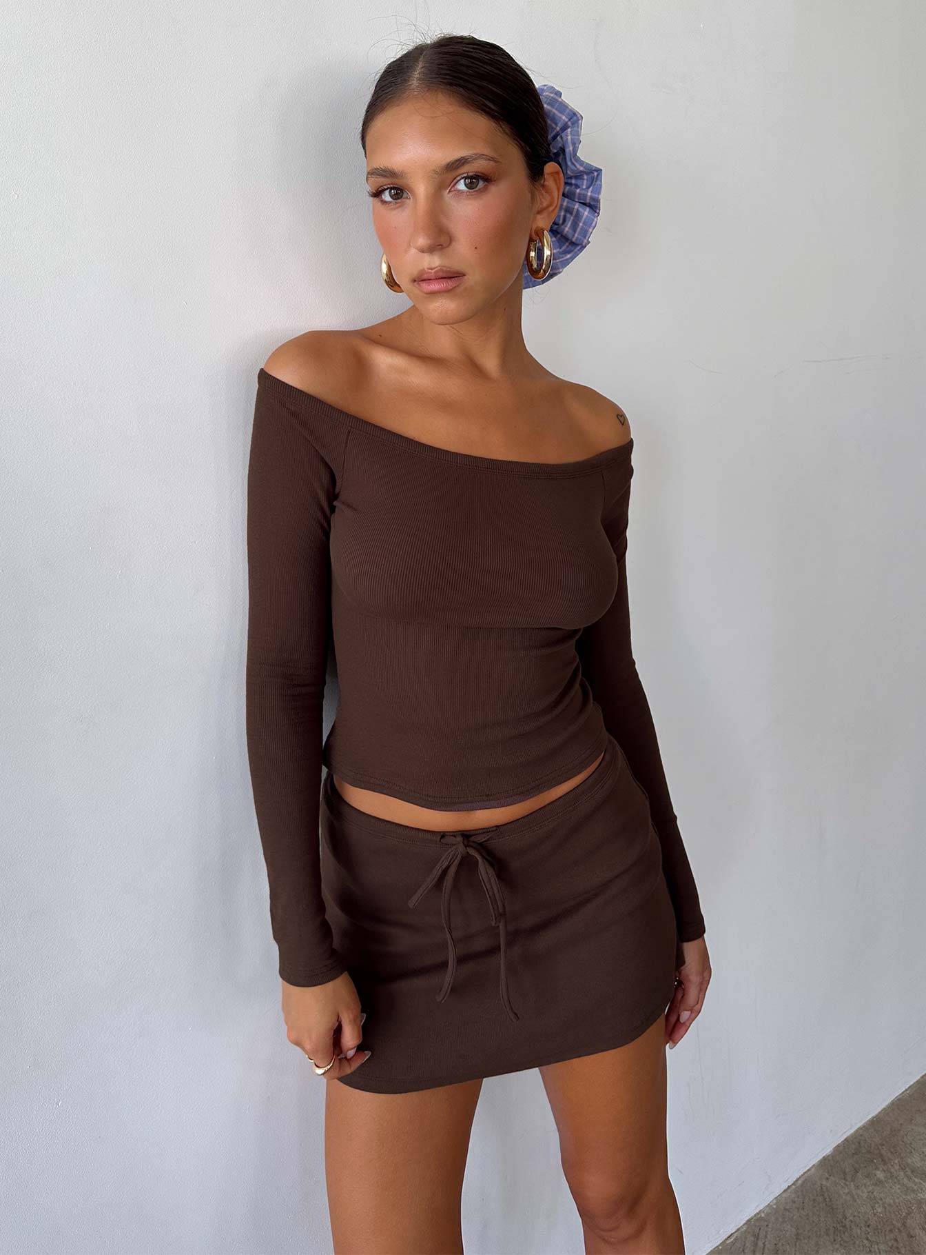 Baseline Rib Skort Brown