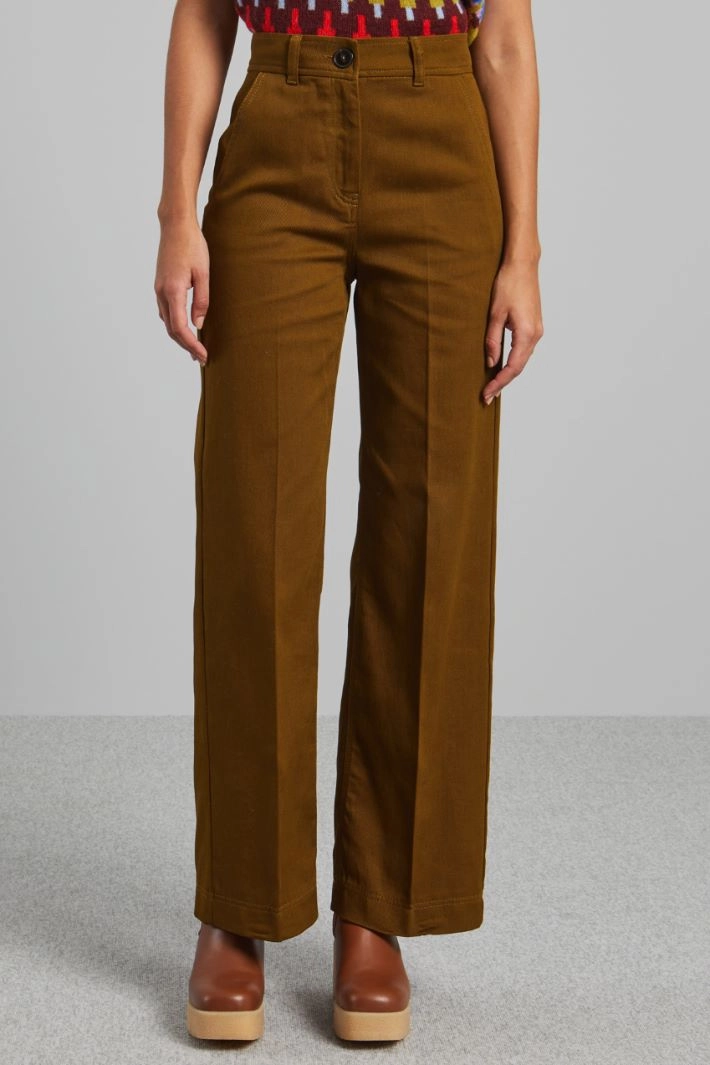 Straight cotton trousers - MUD