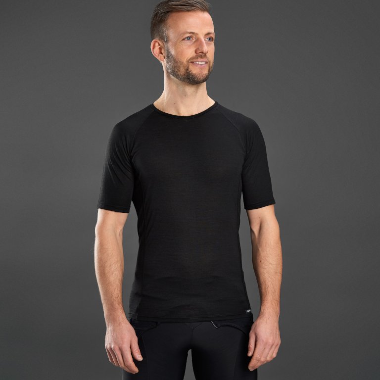 GripGrab Merino Blend Thermal Short Sleeve Base Layer Men - Black