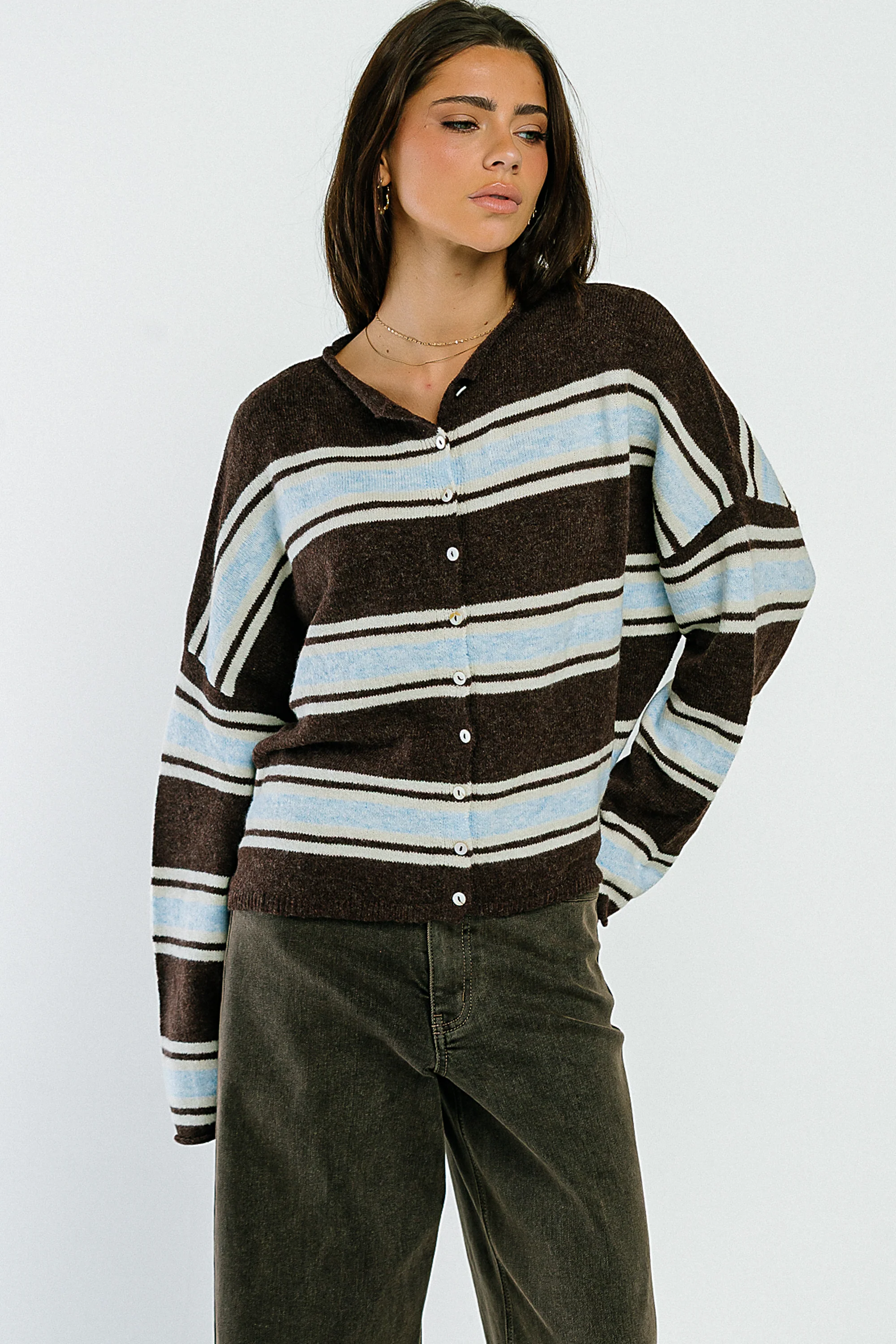 Emilia Striped Sweater in Brown