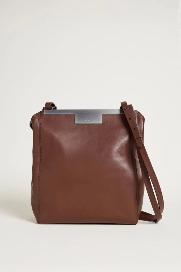 Natural leather shoulder bag - BROWN