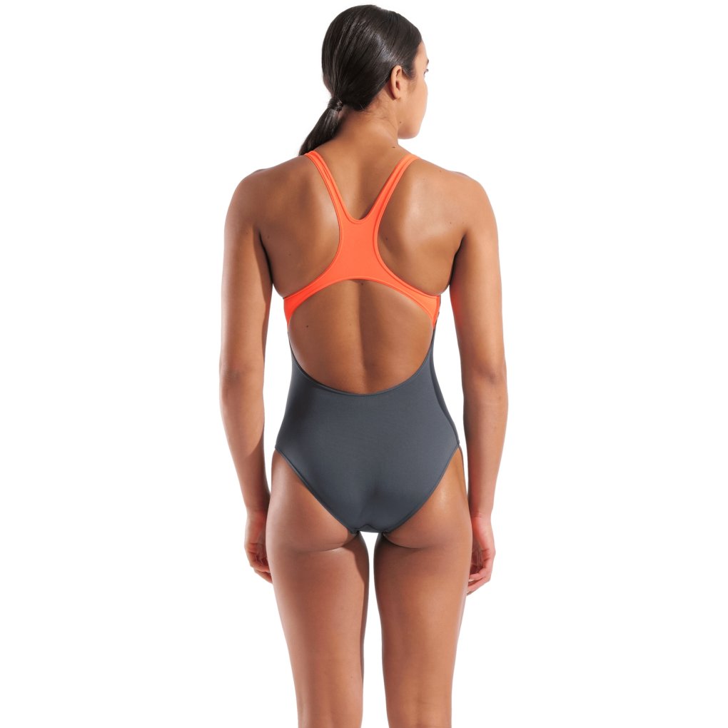 arena Performance Poseidonia Swim Pro Back Bustier Swimsuit Women - Asphalt-Bright Coral