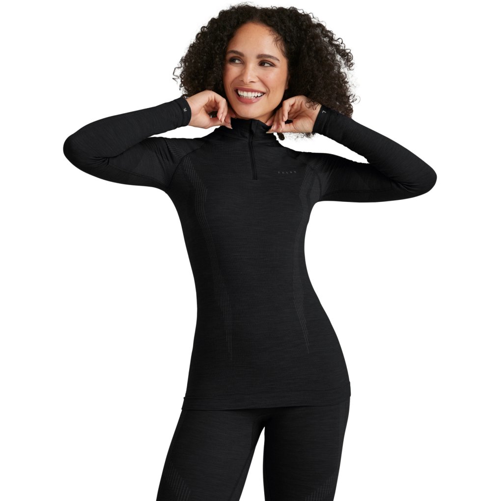 Falke Wool-Tech Zip Longsleeve Shirt Women - black 3000