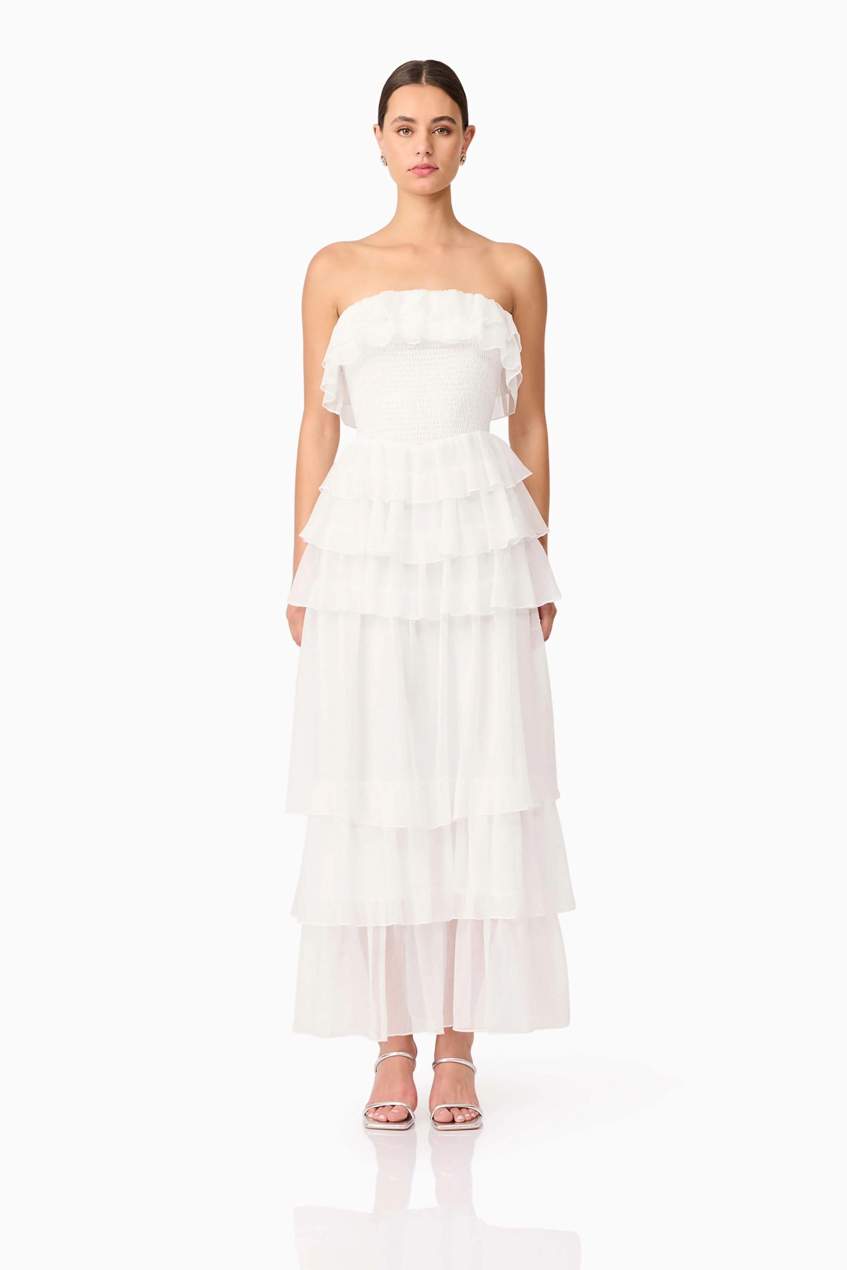 Melissa Strapless Maxi Dress in White