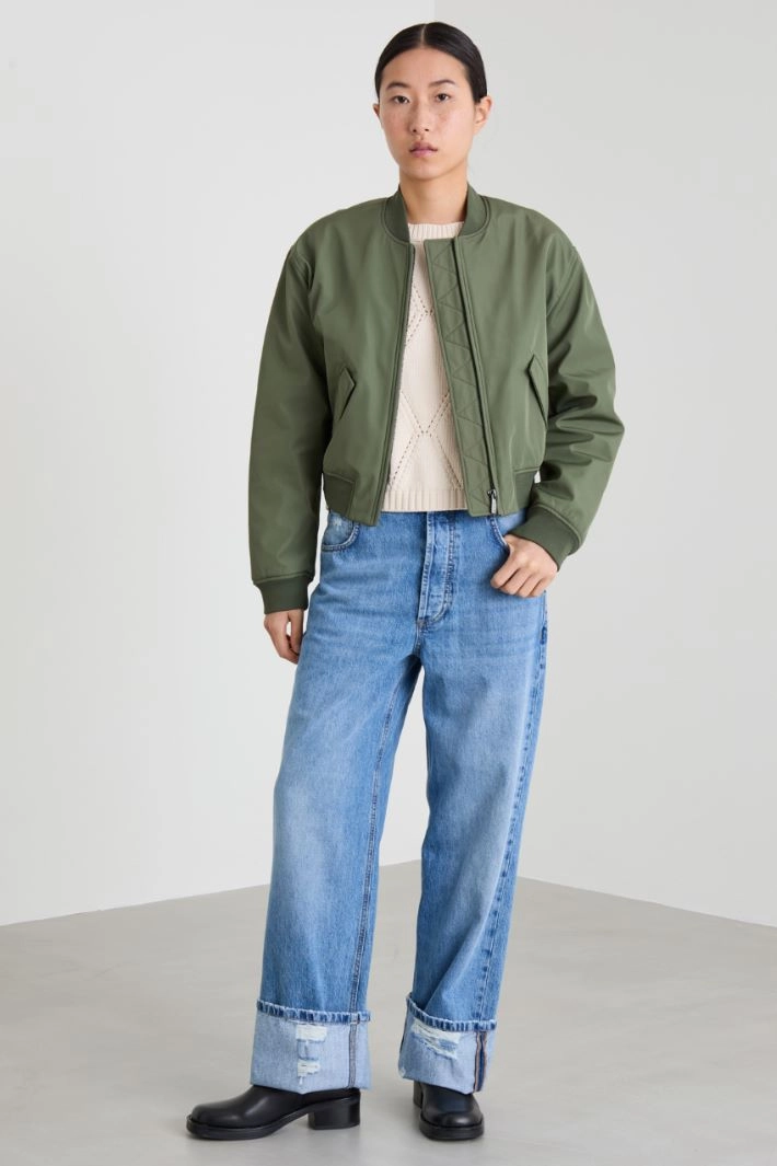Technical fabric bomber jacket - KHAKI GREEN
