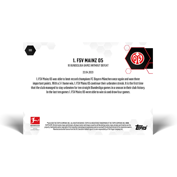 Topps UK -New club record! 10 Bundsliga games without defeat - Bundesliga TOPPS NOW® Card #188