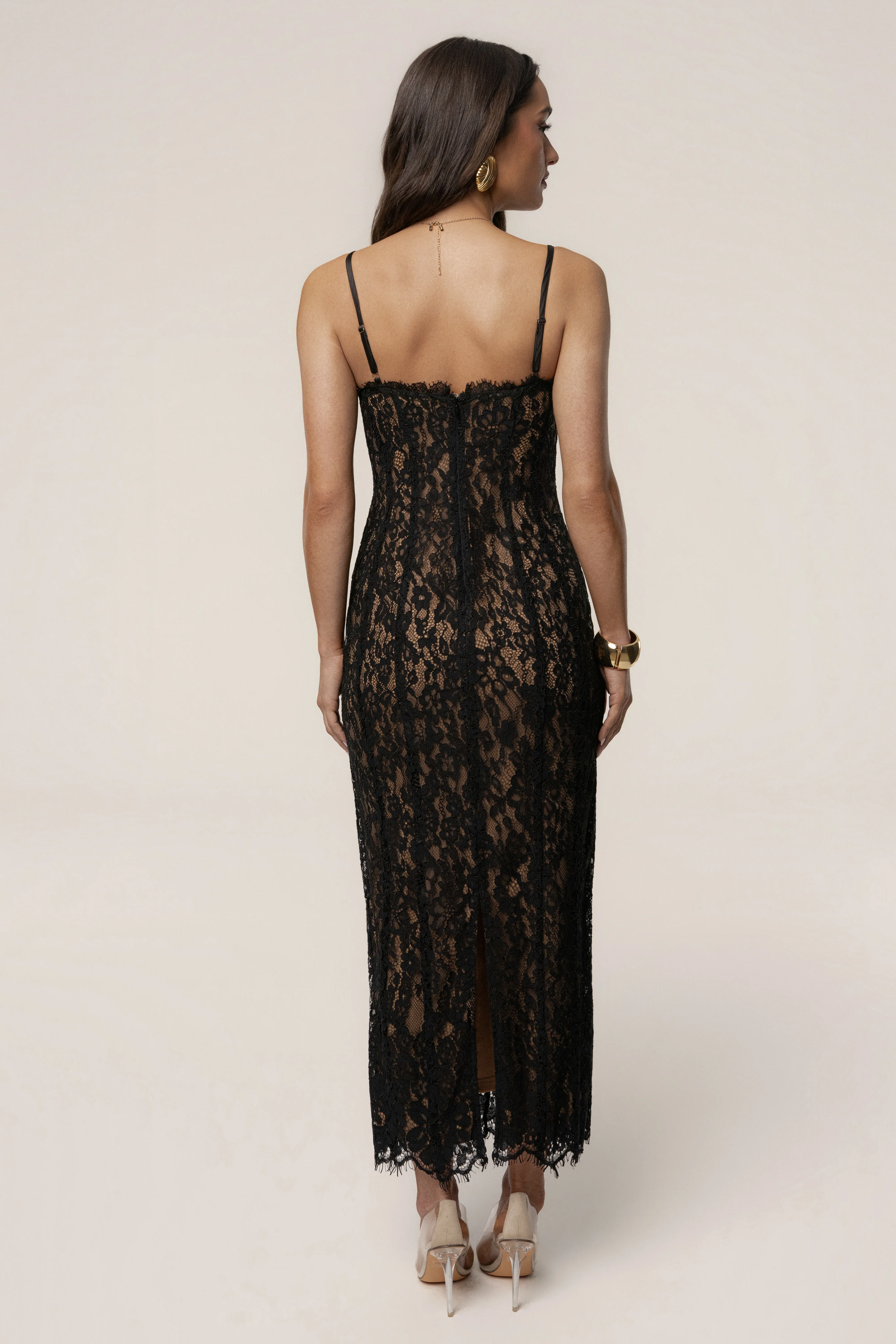 Black Love Reign Lace Midi Dress