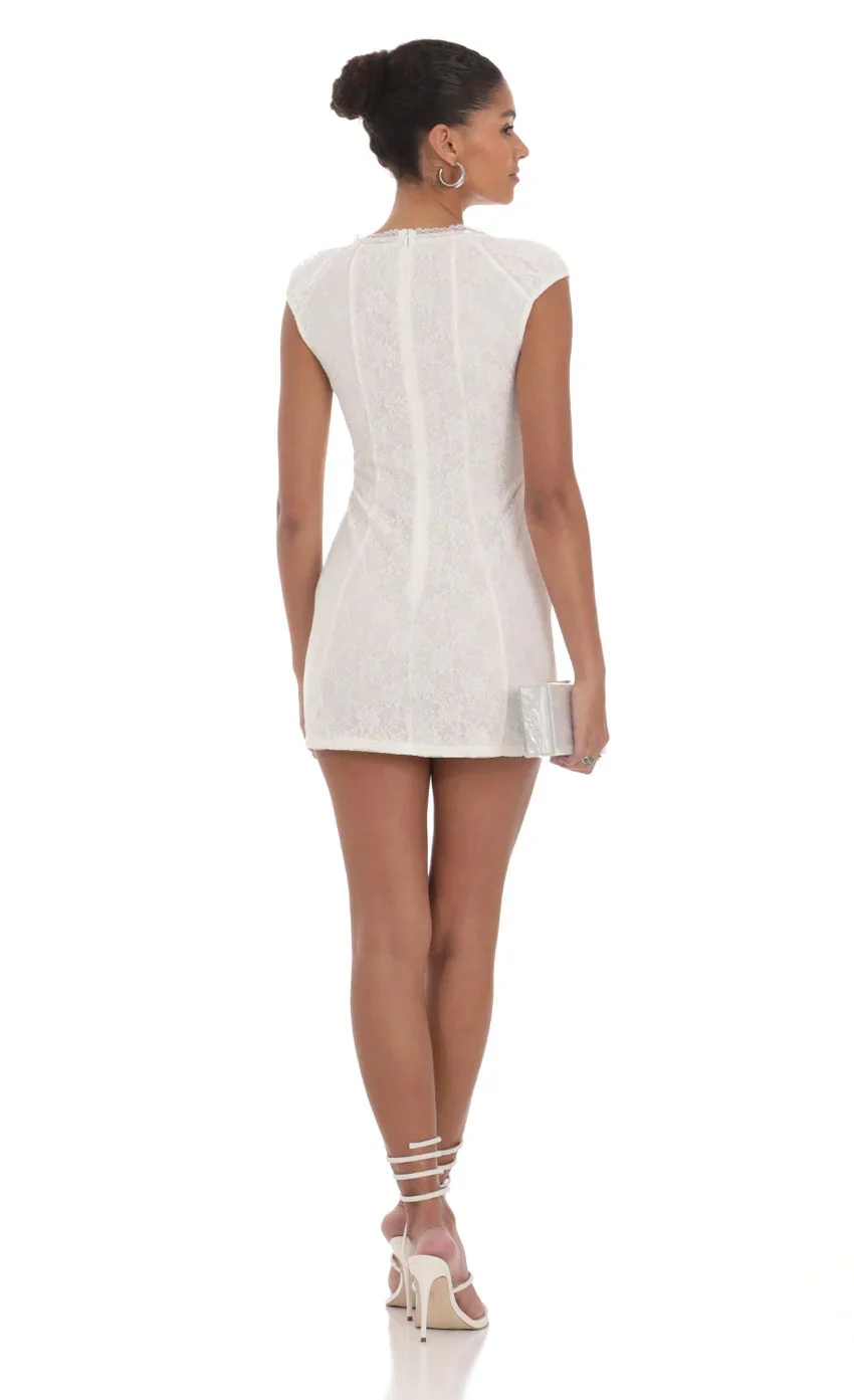 Lace Double Tie Dress in White