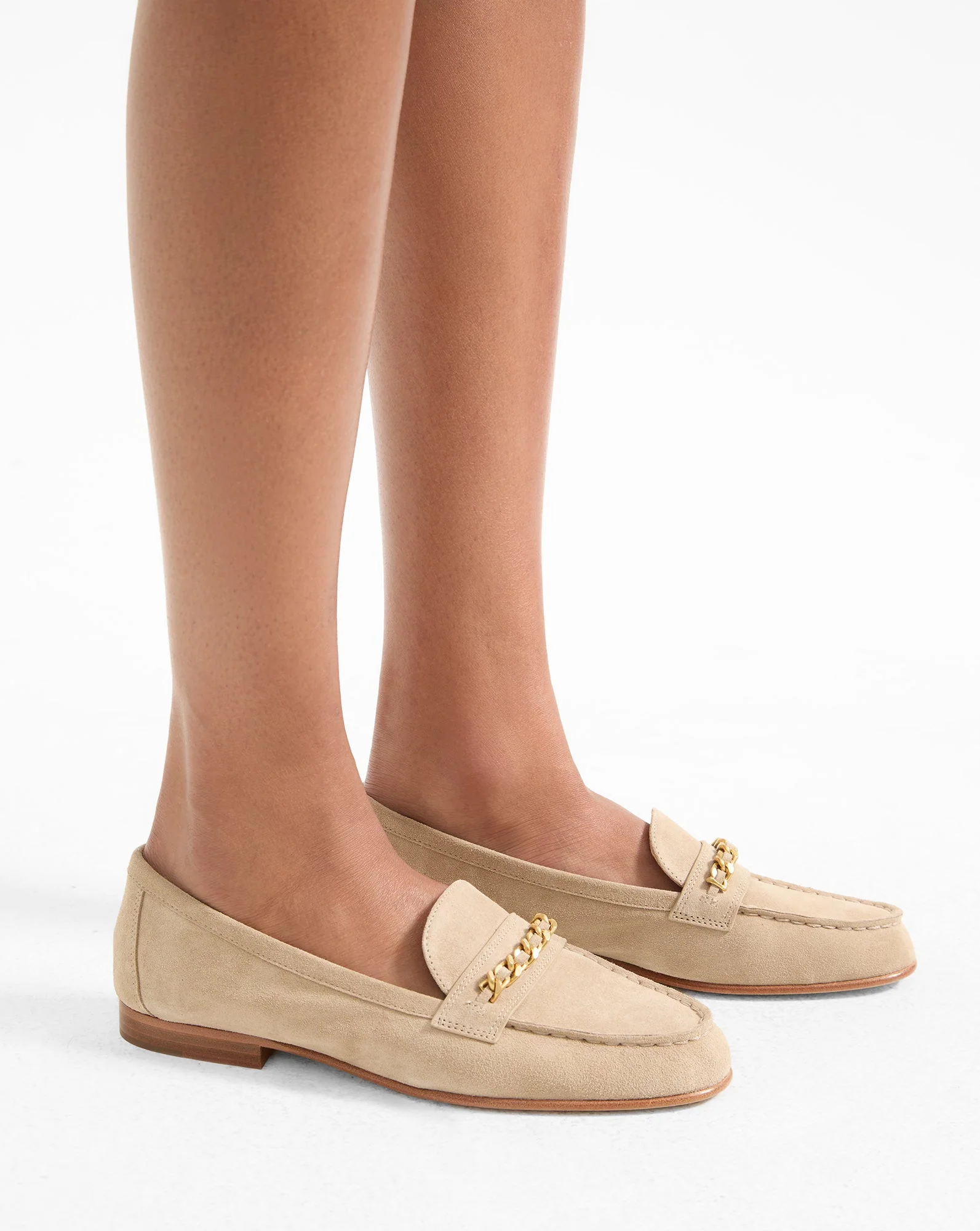 Penny Suede Chain-Link Loafer