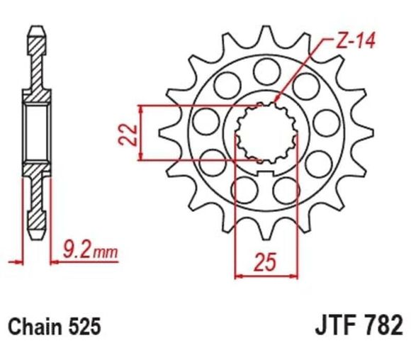 JT. standard steel 782 - 520 16 teethRef: Jtc01887A / 1149603001