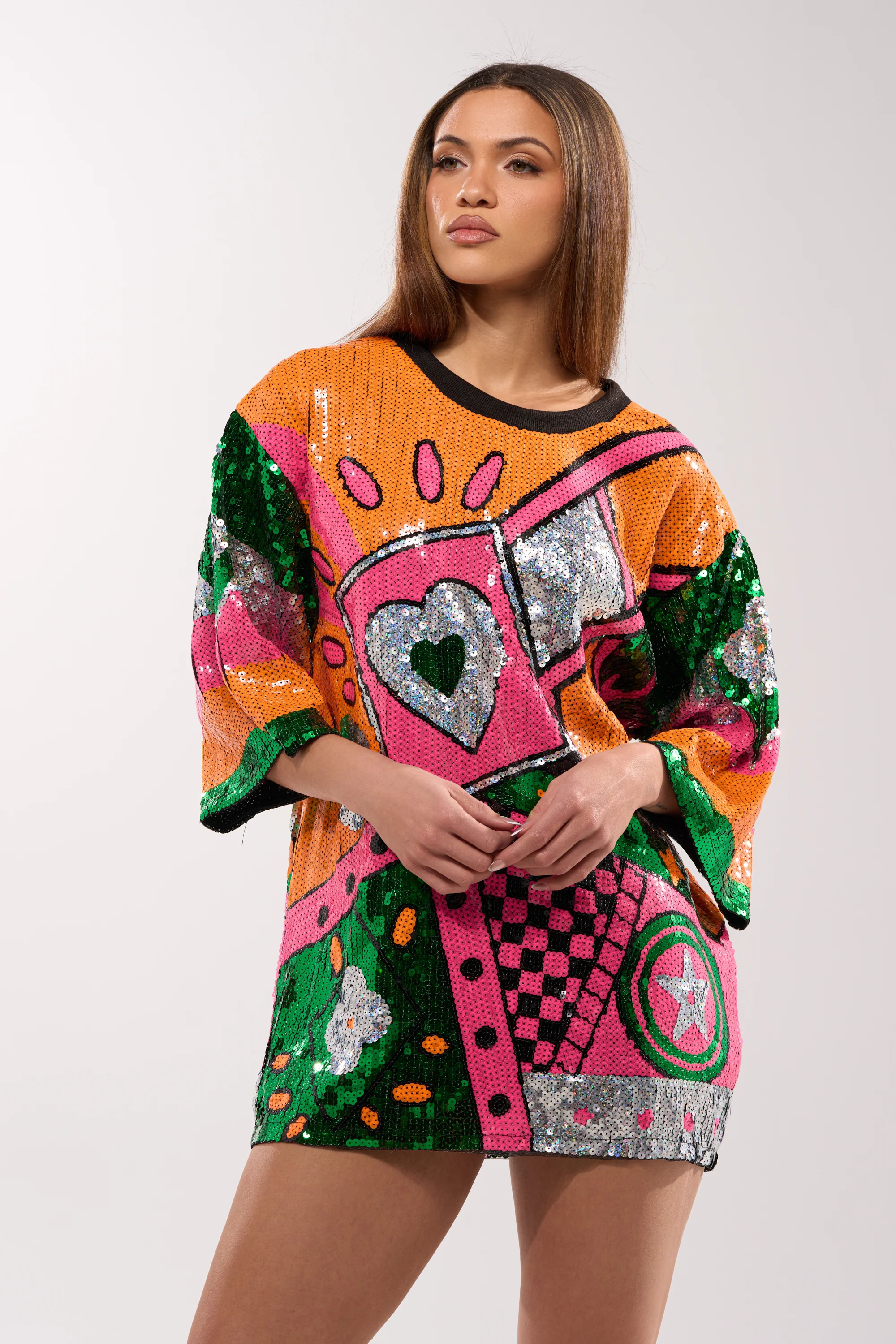 House Of Hearts Sequin Tshirt Dress